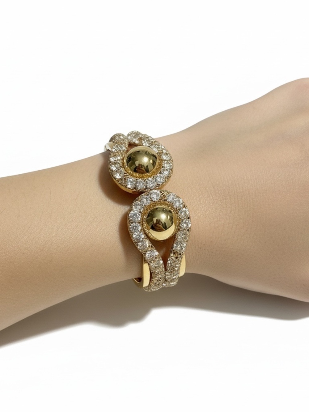 Gold Crystal Pavé Cuff Bracelet and Earring Set